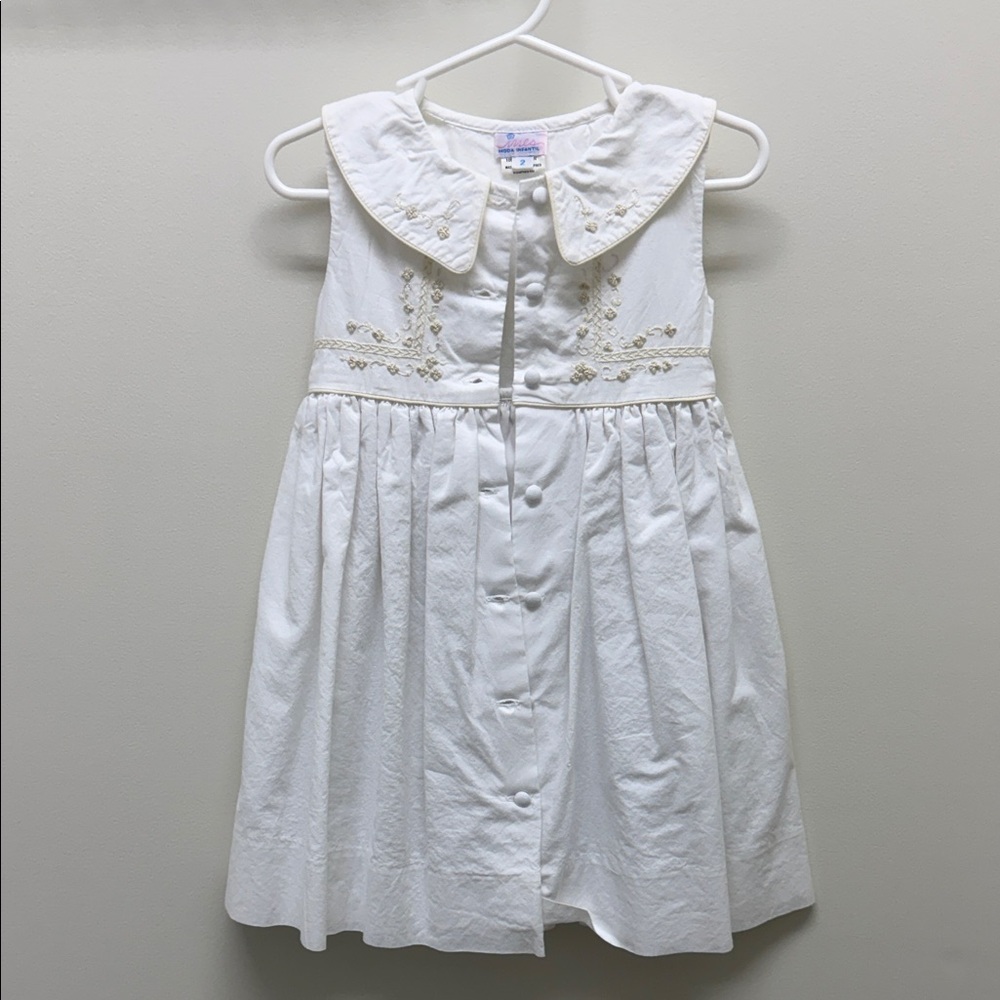 Charming White Kids Dress with Embroidery